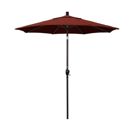 7.5' Pacific Trail Series Patio Umbrella With Stone Black Aluminum Pole Aluminum Ribs Push Button Tilt Crank Lift With Sunbrella 1A Wheat Fabric