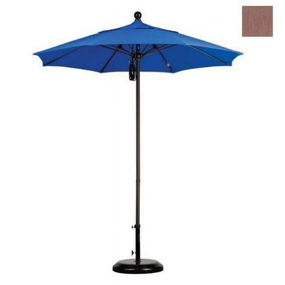 California Umbrella 7.5 ft. Fiberglass Market Umbrella Pulley Open Bronze-Olefin-Straw