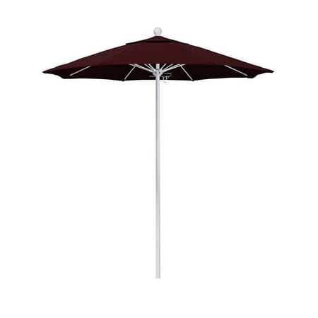 California Umbrella 7.5 ft. Fiberglass Market Umbrella Pulley Open MWhite-Pacifica-Burgandy - 7.5' x 8 Ribs - 1.5in. Pole Diameter