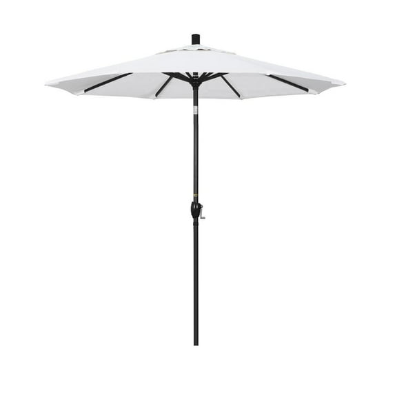 Belen Kox 7.5' Pacific Trail Series Patio Umbrella With Stone Black Aluminum Pole Aluminum Ribs Push Button Tilt Crank Lift With Olefin White Fabric