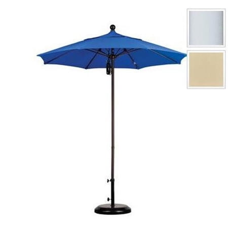 California Umbrella 7.5 ft. Fiberglass Pulley Open Market Umbrella - Matted White and Sunbrella-Antique Beige