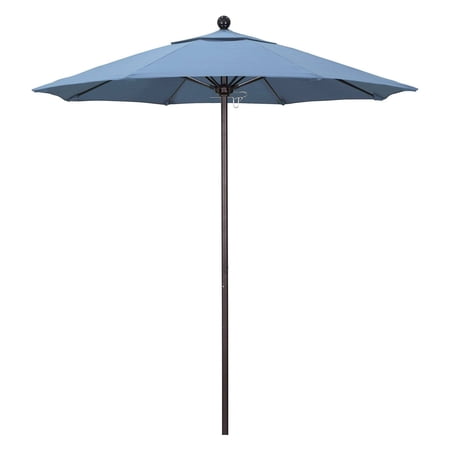 7.5' Venture Series Patio Umbrella With Silver Anodized Aluminum Pole Fiberglass Ribs Push Lift With Sunbrella 1A Air Blue Fabric