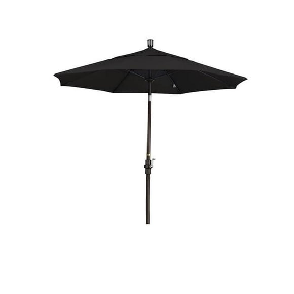 California Umbrella 7.5 ft. Sun Master Series Aluminum & Fiberglass Crank Collar Tilt Market Umbrella, Black Sunbrella