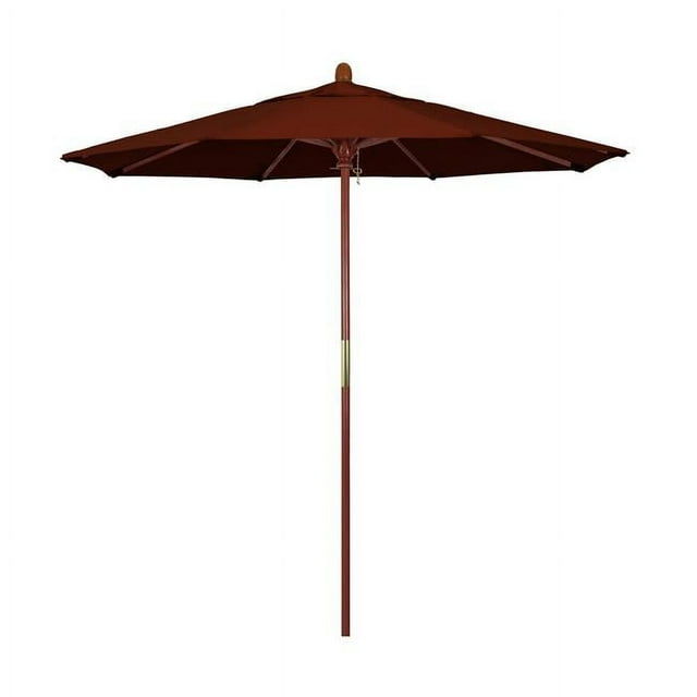California Umbrella  7.5 ft. Wood Market Umbrella Pulley Open Marenti Wood-Pacifica-Brick