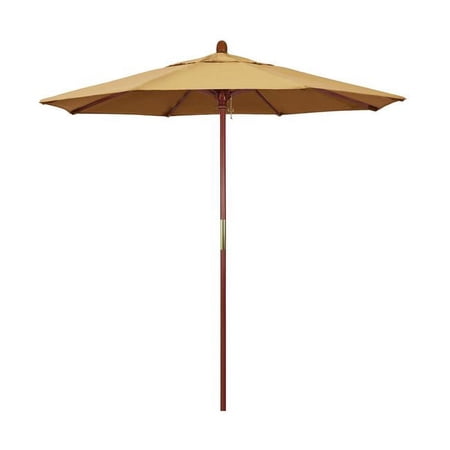 California Umbrella 7.5 ft. Wood Market Umbrella Pulley Open Marenti Wood-Sunbrella-Wheat - 7.5 ft. - Wheat
