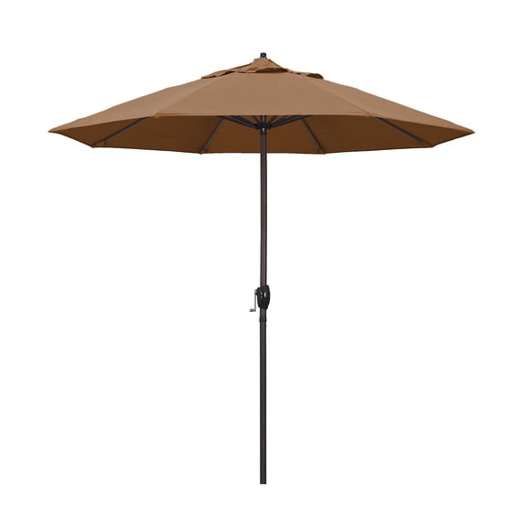 California Umbrella 9' Casa Olefin Tilt Crank Lift Patio Umbrella in Teak
