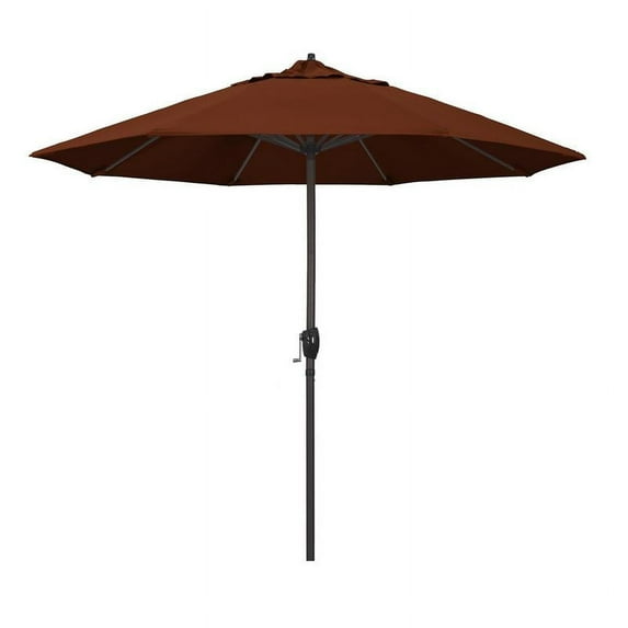 California Umbrella 9' Casa Olefin Tilt Crank Lift Patio Umbrella in Terracotta