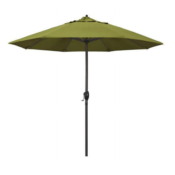 California Umbrella 9' Casa Series Patio Umbrella With Bronze Aluminum Pole Aluminum Ribs Auto Tilt Crank Lift With Pacifica Ginkgo Fabric