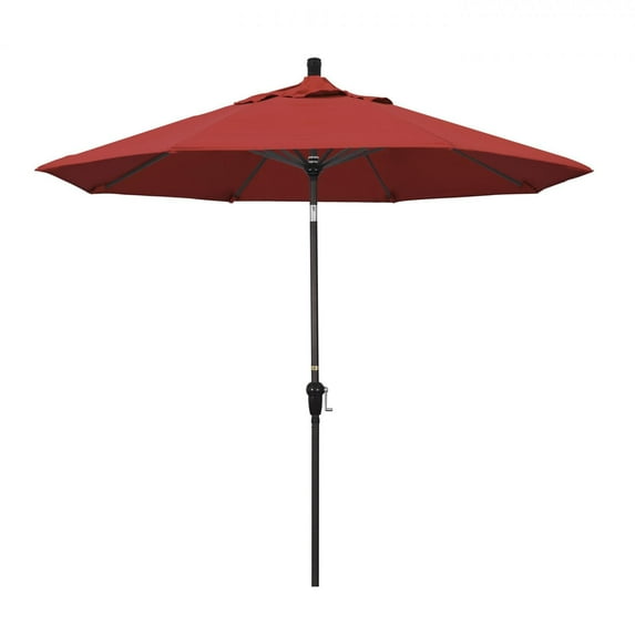 California Umbrella 9 Ft. Octagonal Aluminum Auto Tilt Patio Umbrella W/ Crank Lift & Aluminum Ribs - Bronze Frame / Olefin Red Canopy