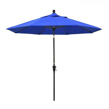 California Umbrella 9 Ft. Octagonal Aluminum Auto Tilt Patio Umbrella W/ Crank Lift & Aluminum Ribs - Bronze Frame / Sunbrella Canvas Pacific Blue Canopy