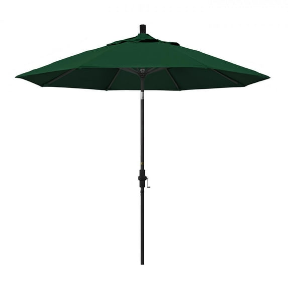 California Umbrella 9 Ft. Octagonal Aluminum Collar Tilt Patio Umbrella W/ Crank Lift & Aluminum Ribs - Stone Black Frame / Sunbrella Canvas Forest Green Canopy