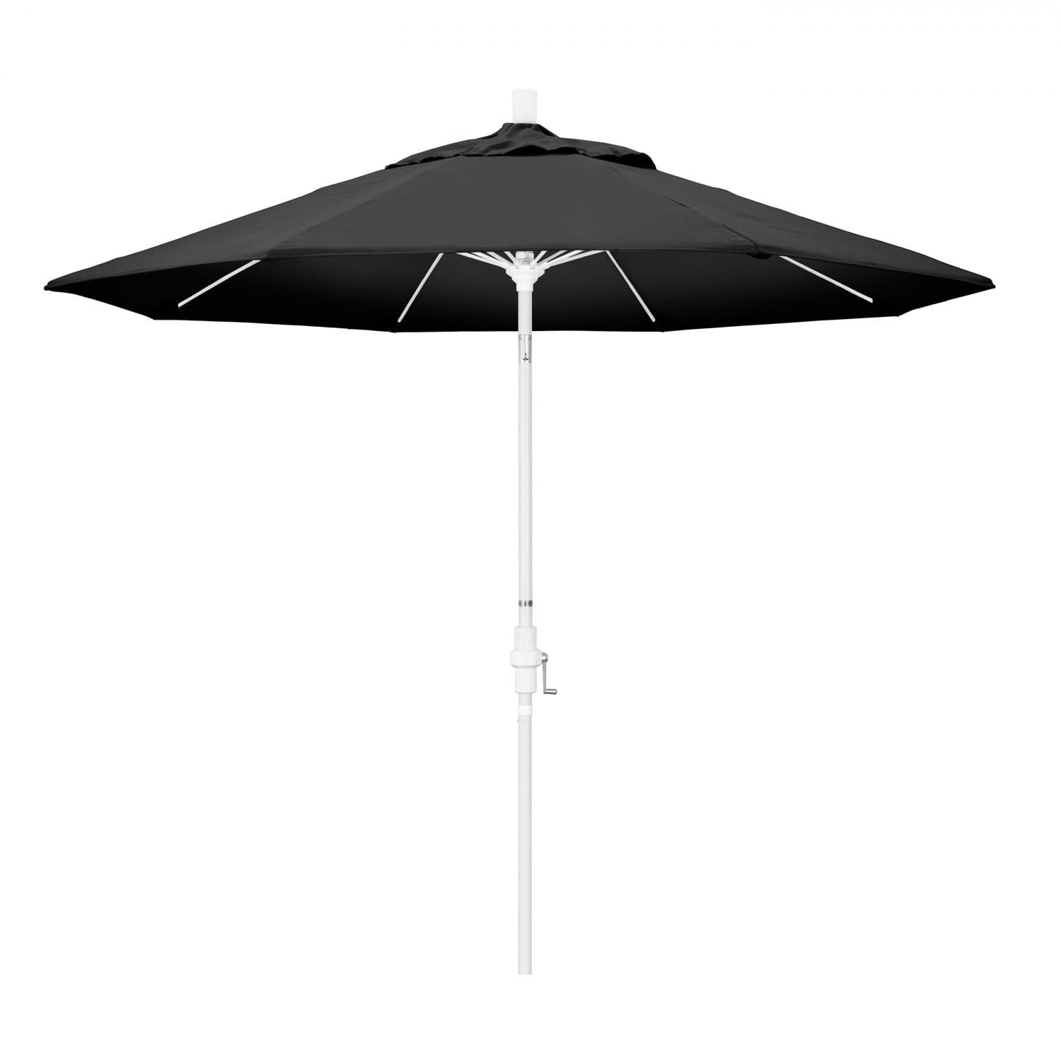9 ft Black and White Fiberglass Patio Umbrella with Olefin Fabric