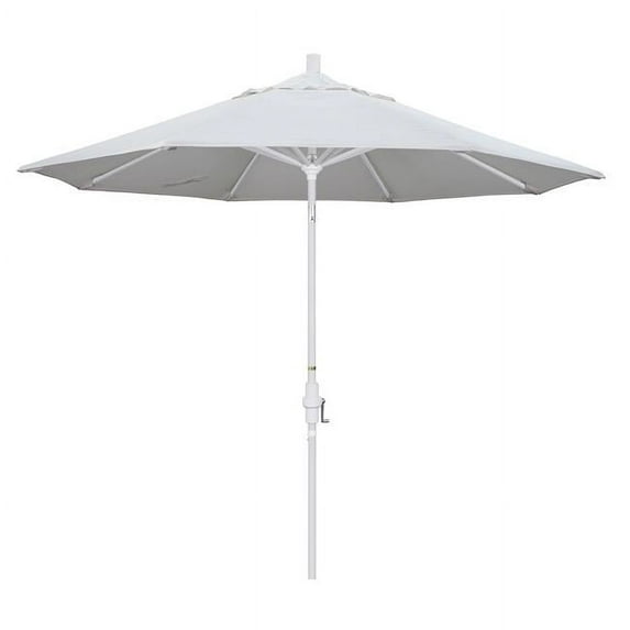California Umbrella 9' Golden State Series Patio Umbrella With Matted White Aluminum Pole Aluminum Ribs Collar Tilt Crank Lift With Pacifica Natural Fabric