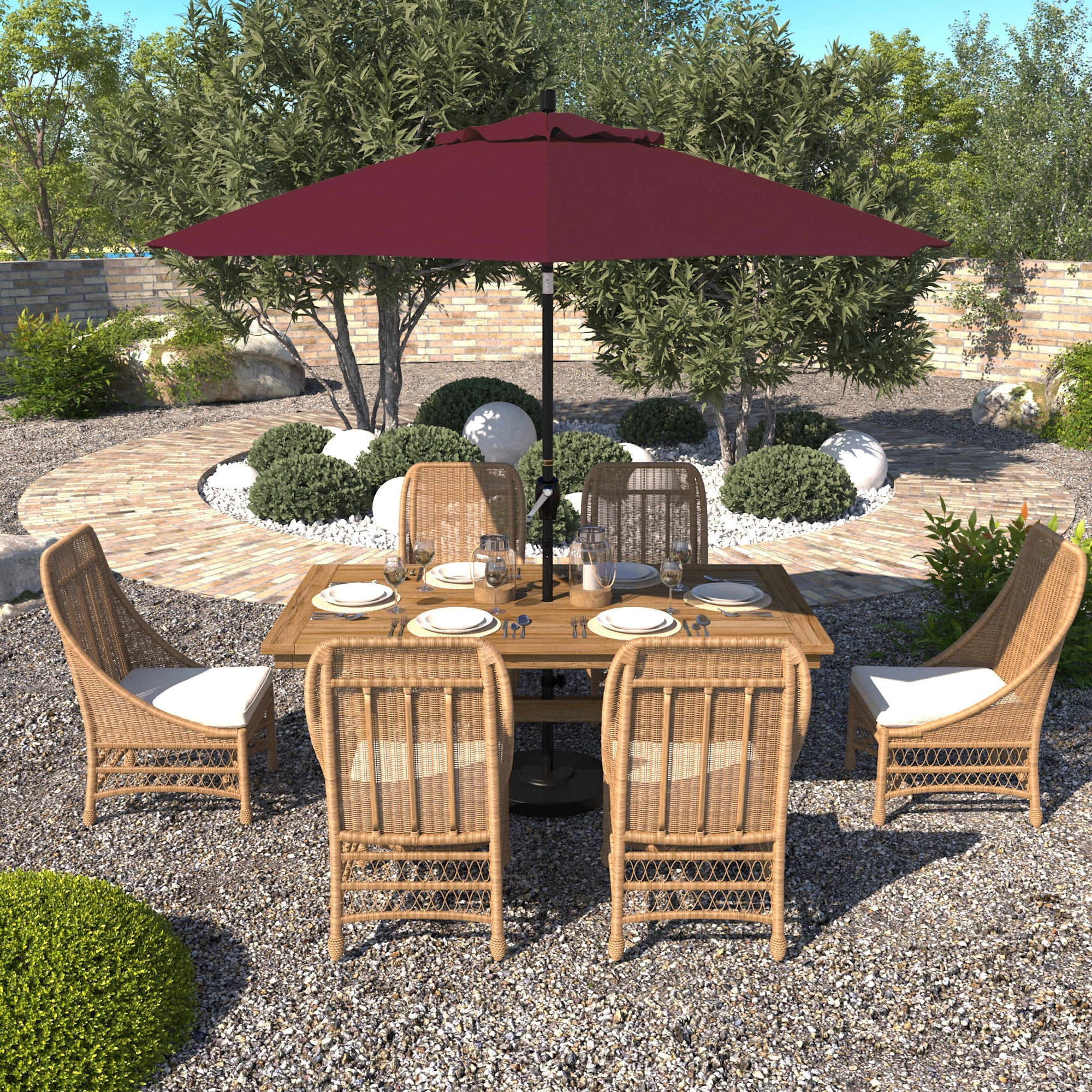california backyard patio umbrellas California Umbrella 9' Patio Umbrella in Burgundy