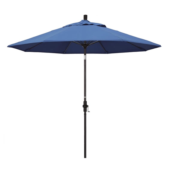 California Umbrella 9' Sun Master Series Patio Umbrella With Bronze Aluminum Pole Fiberglass Ribs Collar Tilt Crank Lift With Pacifica Capri Fabric