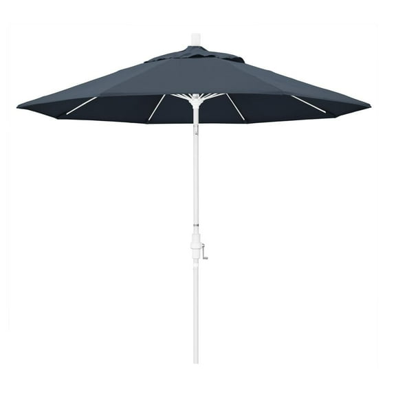 California Umbrella 9' Sun Master Series Patio Umbrella With Matted Black Aluminum Pole Fiberglass Ribs Collar Tilt Crank Lift With Pacifica Purple Fabric-Color:Sapphire,Size:9'x8 Ribs
