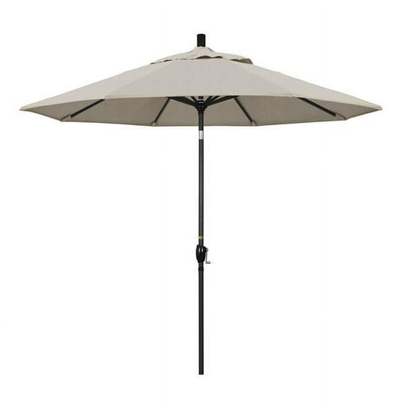 California Umbrella 9' Rd. Aluminum Market Umbrella, Crank Lift with Push Button Tilt, Black Finish, Olefin Fabric