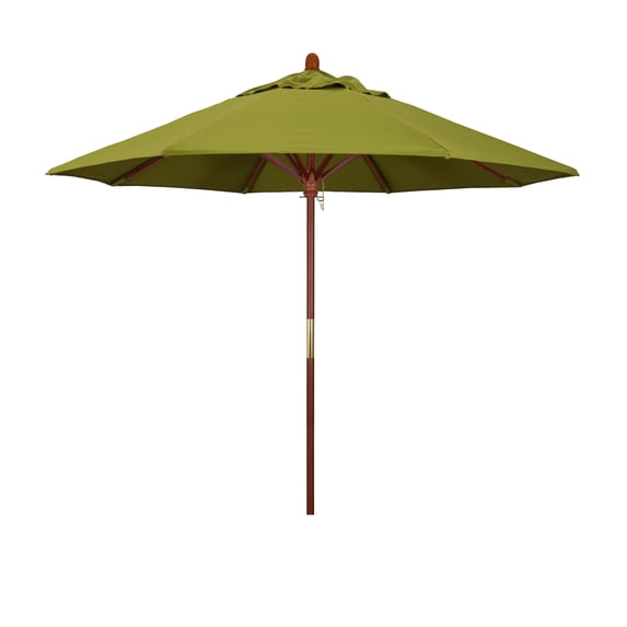 California Umbrella 9' Round Marenti Wood Frame Patio Umbrella with Pacifica Fabric, Base Not Included Ginkgo