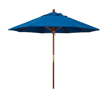 California Umbrella 9' Round Marenti Wood Frame Patio Umbrella with Pacifica Fabric, Base Not Included Pacific