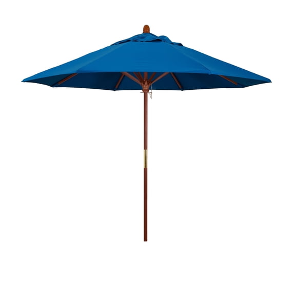 California Umbrella 9' Round Marenti Wood Frame Patio Umbrella with Pacifica Fabric, Base Not Included Pacific