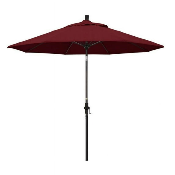 California Umbrella 9' Sun Master Series Patio Umbrella With Fiberglass Ribs Collar Tilt Crank Lift-Color:Spectrum Ruby,Material:Sunbrella 1A,Size:9'x8 Ribs,Style:Bronze Aluminum Pole