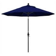 thumbnail image 1 of california umbrella 9 foot sun master series patio umbrella with matted black aluminum pole fiberglass ribs collar tilt crank lift with sunbrella 1a true blue fabric, 1 of 2