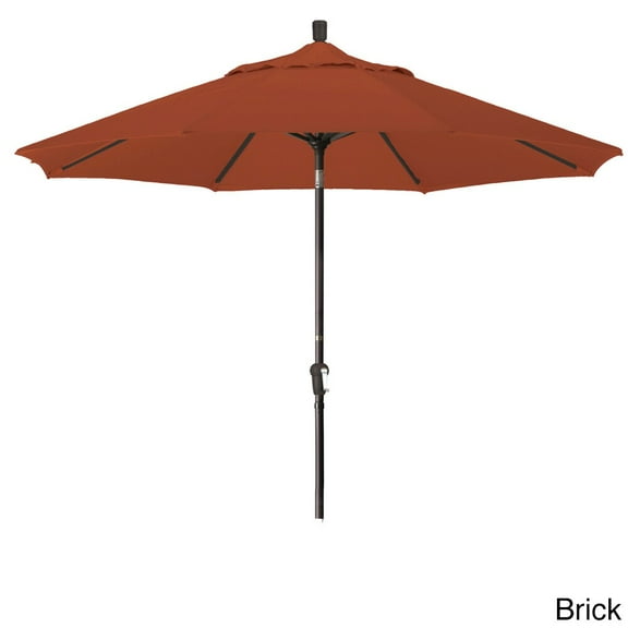 California Umbrella 9' Sunset Series Patio Umbrella With Bronze Aluminum Pole Aluminum Ribs Auto Tilt Crank Lift With Pacifica Brick Fabric