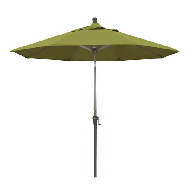 California Umbrella 9' Sunset Series Patio Umbrella With Champange Aluminum Pole Aluminum Ribs Auto Tilt Crank Lift With Pacifica Ginkgo Fabric