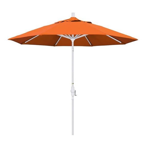 9' Golden State Series Patio Umbrella With Matted White Aluminum Pole Aluminum Ribs Collar Tilt Crank Lift With Sunbrella 2A Tuscan Fabric