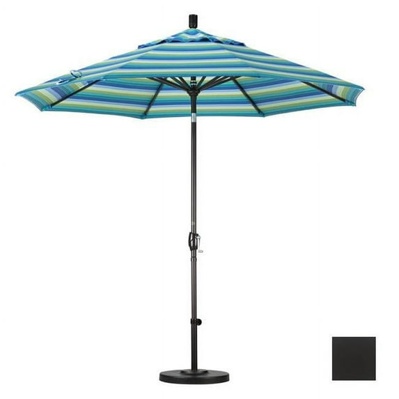 California Umbrella 9 ft. Aluminum Market Umbrella Push Tilt - Bronze-Sunbrella-Black
