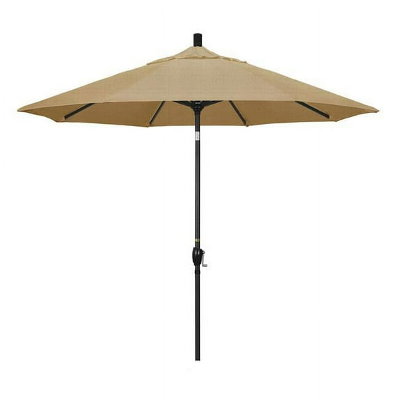 California Umbrella 9 ft. Aluminum Market Umbrella Push Tilt - M Black-Sunbrella-Sesame Linen