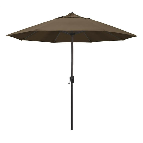 California Umbrella 9 ft. Casa Series Patio Bronze Auto Tilt Crank Lift - Sunbrella 1A Cocoa Fabric