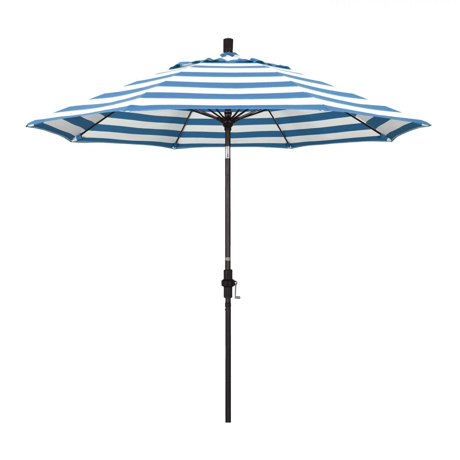 black striped patio umbrella 10' Round Sunbrella Black and White Cabana Stripe Outdoor Patio Umbrella with Black Metal Frame