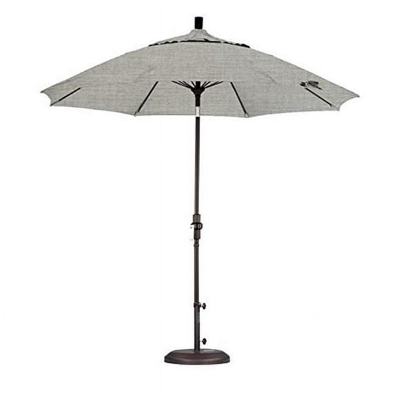 California Umbrella 9 ft. Round Aluminum Pole Fiberglass Rib Market Umbrella - Crank Lift & Collar Black Tilt Sunbrella Granite