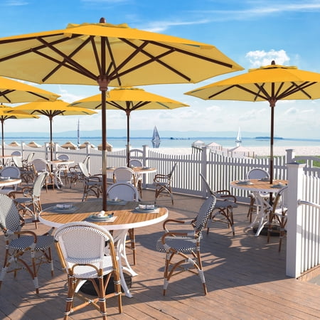 California Umbrella 9ft Marenti Wooden Sunbrella Patio Umbrella with Sunbrella Fabric, Base Not Included Sunflower Yellow