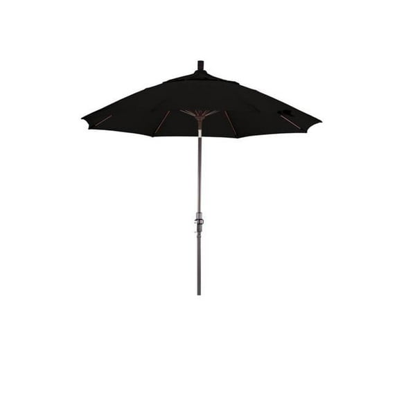 California Umbrella 9 ft. Sun Master Series Aluminum & Fiberglass Crank Collar Tilt Market Umbrella, Black Sunbrella