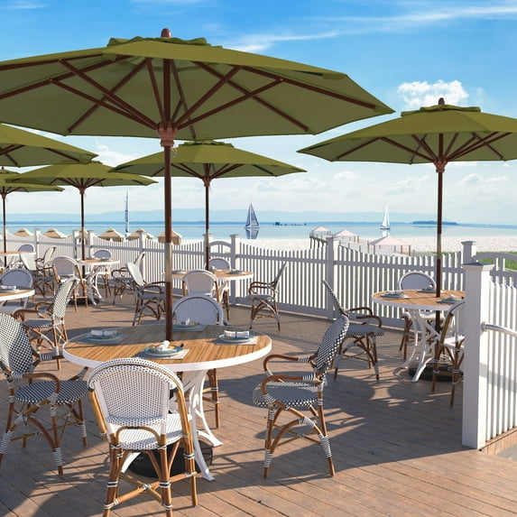 California Umbrella 9 ft. Sunbrella Marenti Wood Market Umbrella