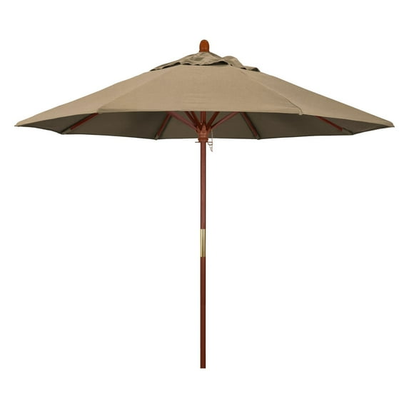 California Umbrella 9 ft. Sunbrella Marenti Wood Market Umbrella