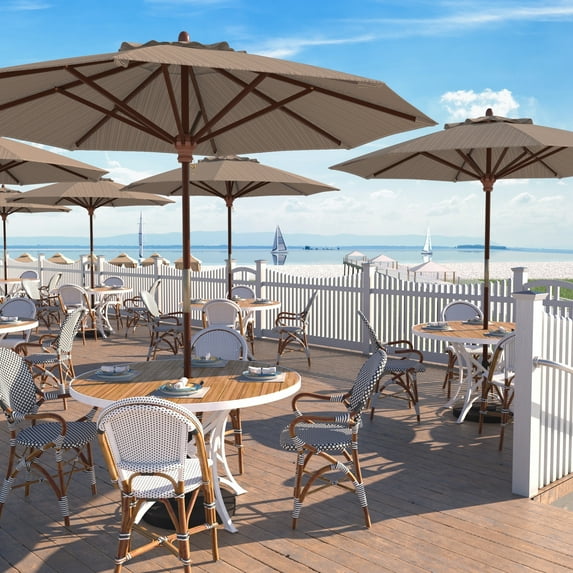 California Umbrella 9-ft. Round Marenti Wood-framed Olefin Patio Umbrella (No Base) Terrace Sequoia