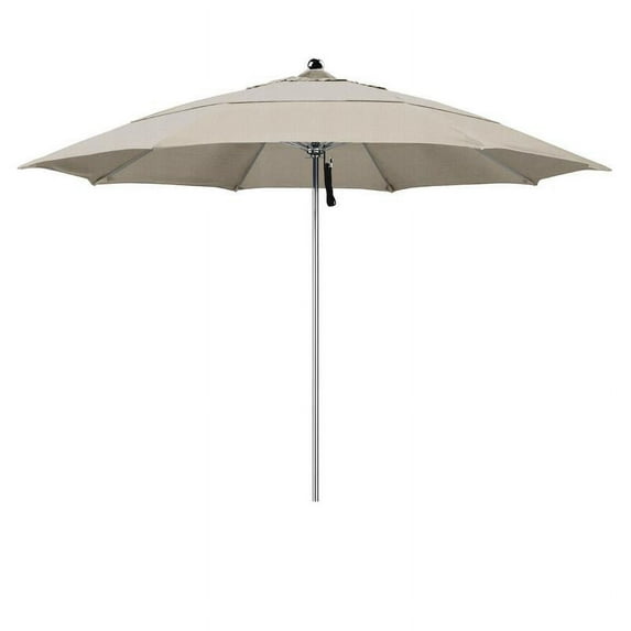 California Umbrella 11' Allure Series Patio Umbrella With Stainless Steel Pole Fiberglass Ribs Pulley Lift With Olefin Woven Granite Fabric