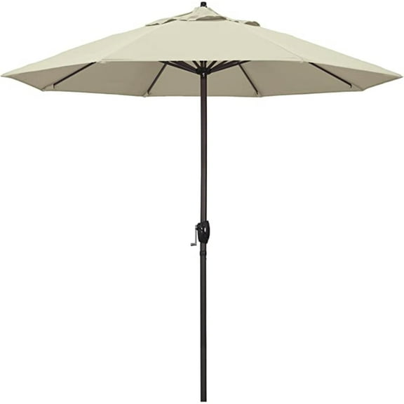 California Umbrella Aluminum Crank Open Beige Olefin Patio Umbrella, 9'