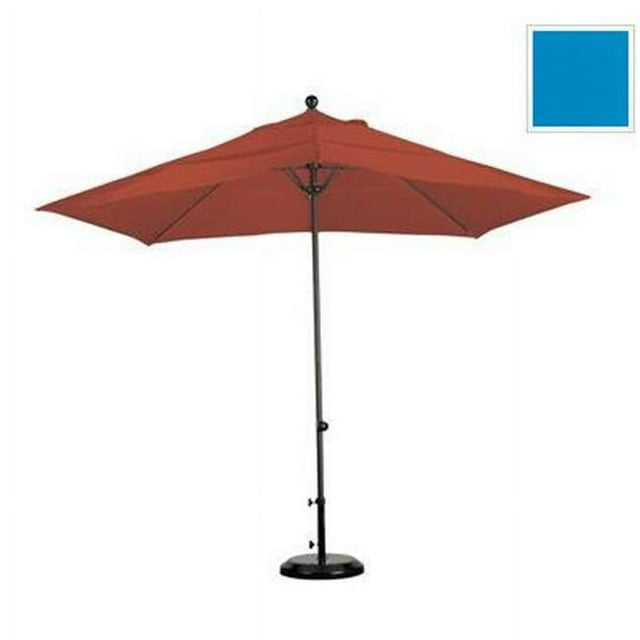 California Umbrella EZF118-5401-DWV 11 ft. Fiberglass Easy Lift No Crank No Tilt Market Umbrella - Bronze and Pacific Blue