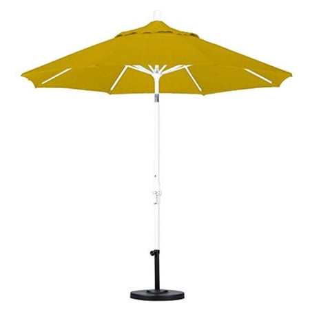 California Umbrella GSCU908170-5457 9 ft. Aluminum Collar Tilt & Market Umbrella, Matte White Frame, Sunflower Yellow