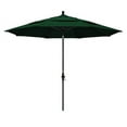 thumbnail image 1 of 11' Sun Master Series Patio Umbrella With Matted Black Aluminum Pole Fiberglass Ribs Collar Tilt Crank Lift With Sunbrella 1A Forest Green Fabric, 1 of 11