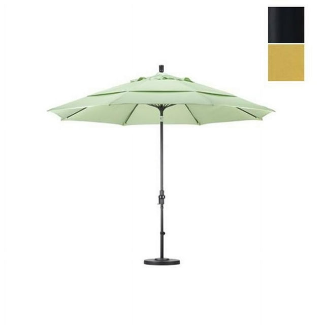 California Umbrella GSCUF118705-5484-DWV 11 ft. Fiberglass Market Umbrella Collar Tilt DV Matted Black-Sunbrella-Brass