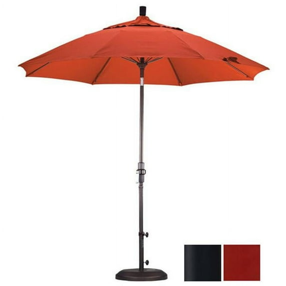 California Umbrella GSCUF908705-5440 9 ft. Fiberglass Market Umbrella Collar Tilt - Matted Black-Sunbrella-Terracotta