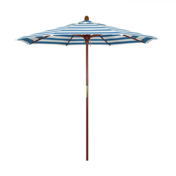California Umbrella Grove Series 7.5 Ft Octagonal Hardwood Patio Umbrella W/ Push Lift - Sunbrella Cabana Regatta Canopy