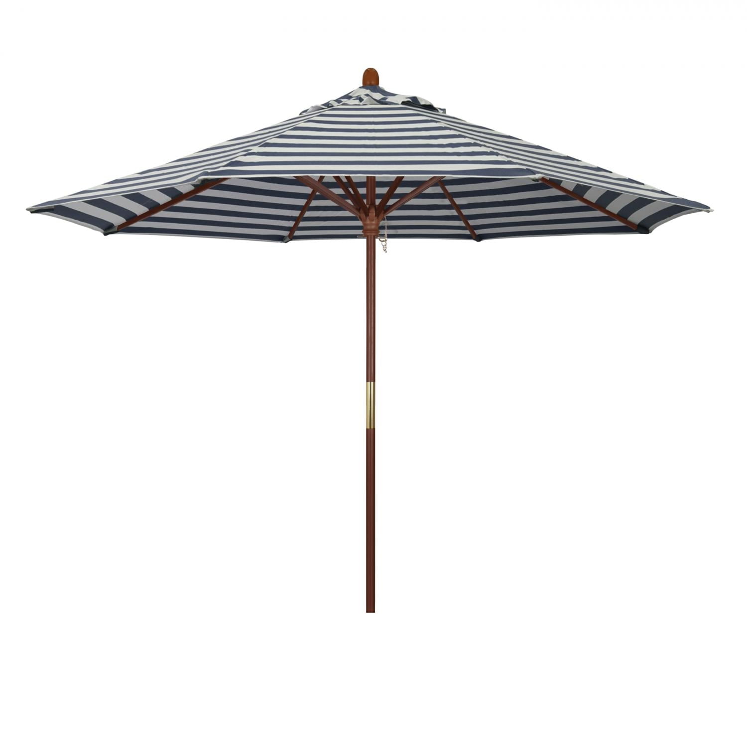 9-Foot Navy and White Stripe Hardwood Patio Umbrella