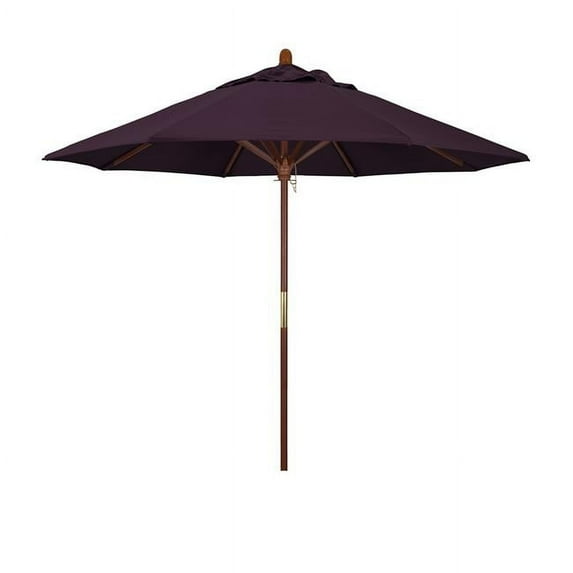 California Umbrella MARE908-SA65 9 ft. Wood Market Umbrella Pulley Open Marenti Wood-Pacifica-Purple