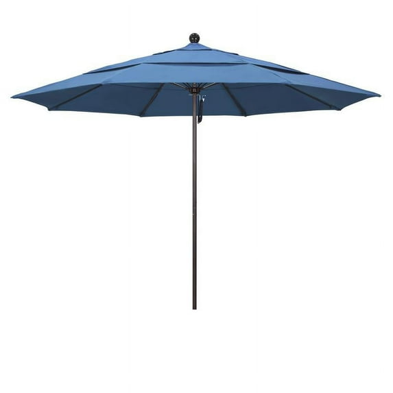 California Umbrella Venture 11' Bronze Market Umbrella in Frost Blue
